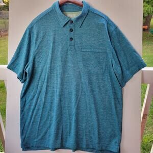 Duluth Trading Mens Polo Shirt Large Green/Blue Performance Golf Short‎ Sleeve